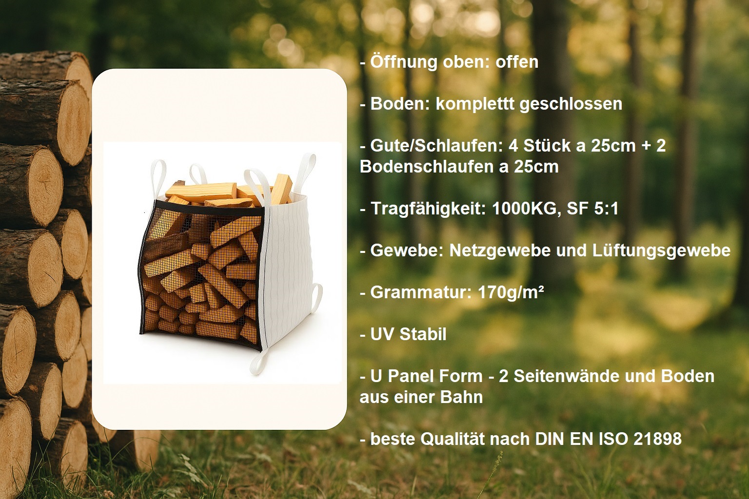 Holzbag 100x100x160 cm Woodbag