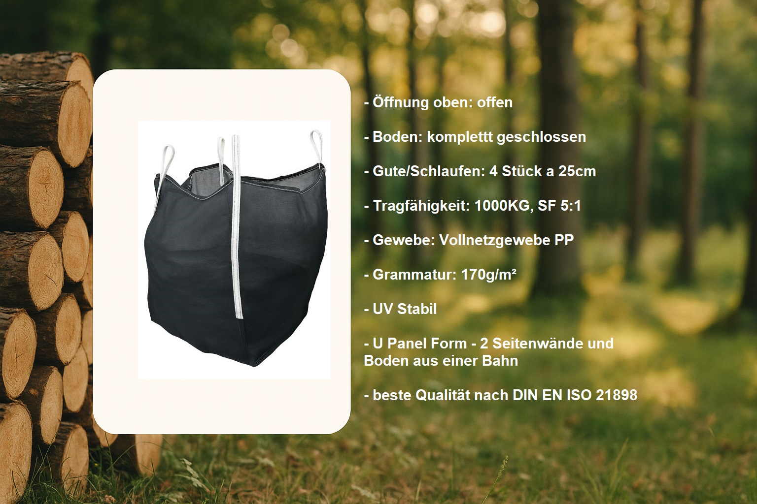 MIDI Holzbag Woodbag 80x80x80cm Big Bag Holz