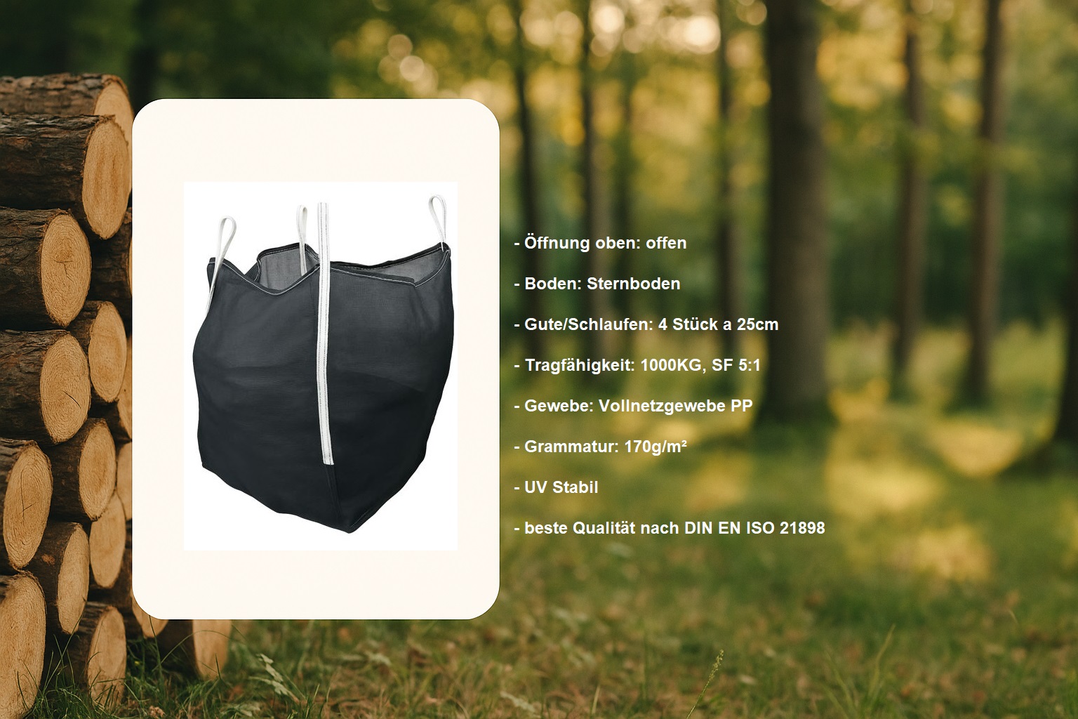 Premium Holzbag 100x100x120cm Sternboden