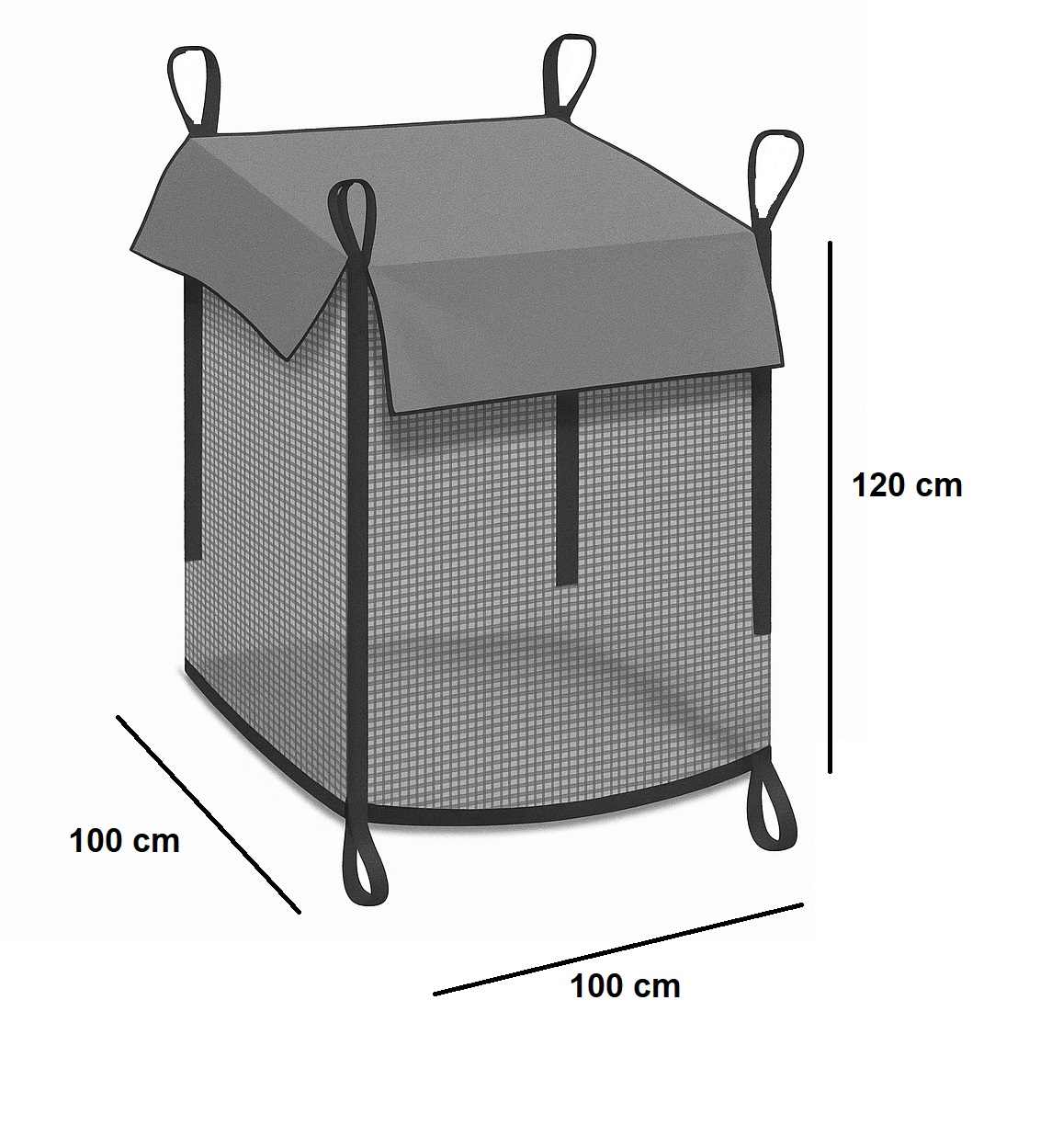 Premium Holzbag 100x100x120cm mit Abdeckung